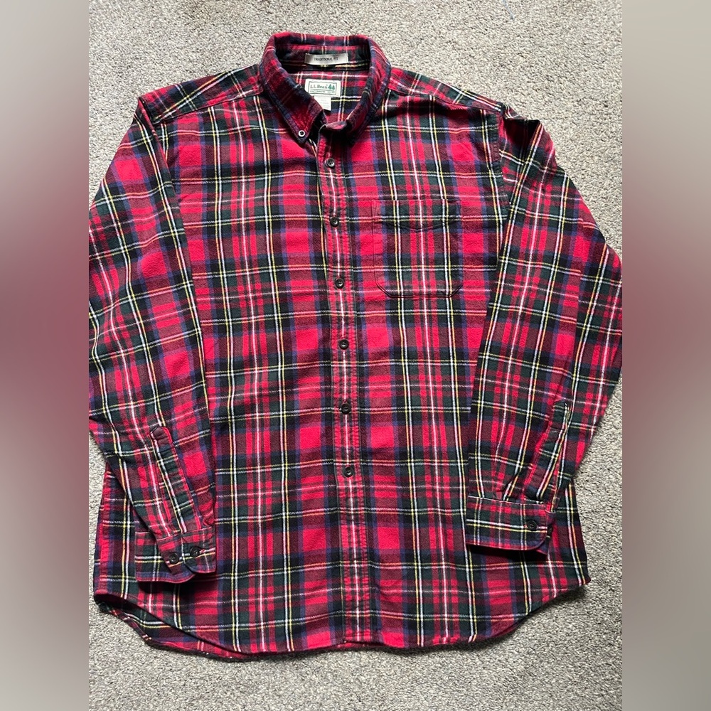 Vintage L.L. Bean Red Plaid Flannel Shirt (L)